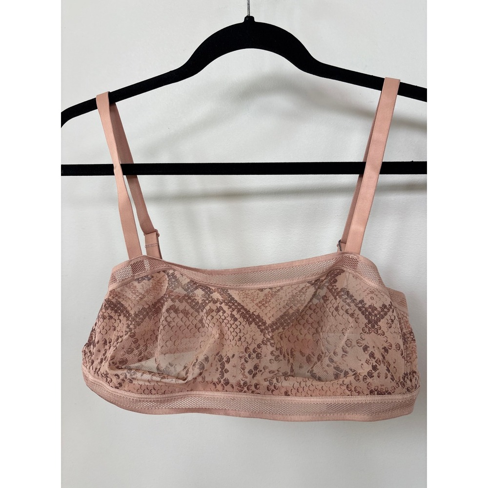 Negative Underwear Sieve Trim Bralette Buff Boa Snake Print Mesh Size 4